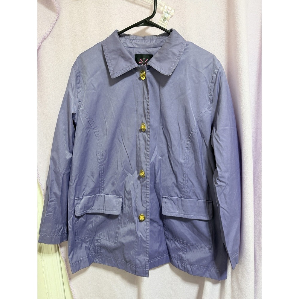 Isaac‎ Mizrahi Purple Jacket with Gold-tone Buttons Size Large Rain Spring Lined